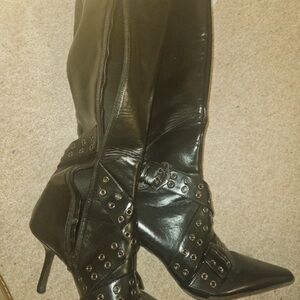 ASOS Black Studded Heeled Boots